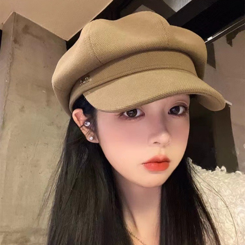 2025新款秋冬季美拉德毛呢报童帽显脸小韩版百搭鸭舌贝雷八角帽女|undefined
