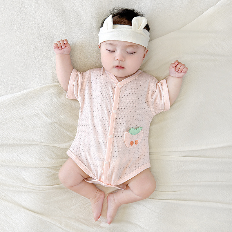 Ropa de verano para bebé recién nacido, unisex, delgada, pijama de manga corta, mono triangular, body para bebé image 7