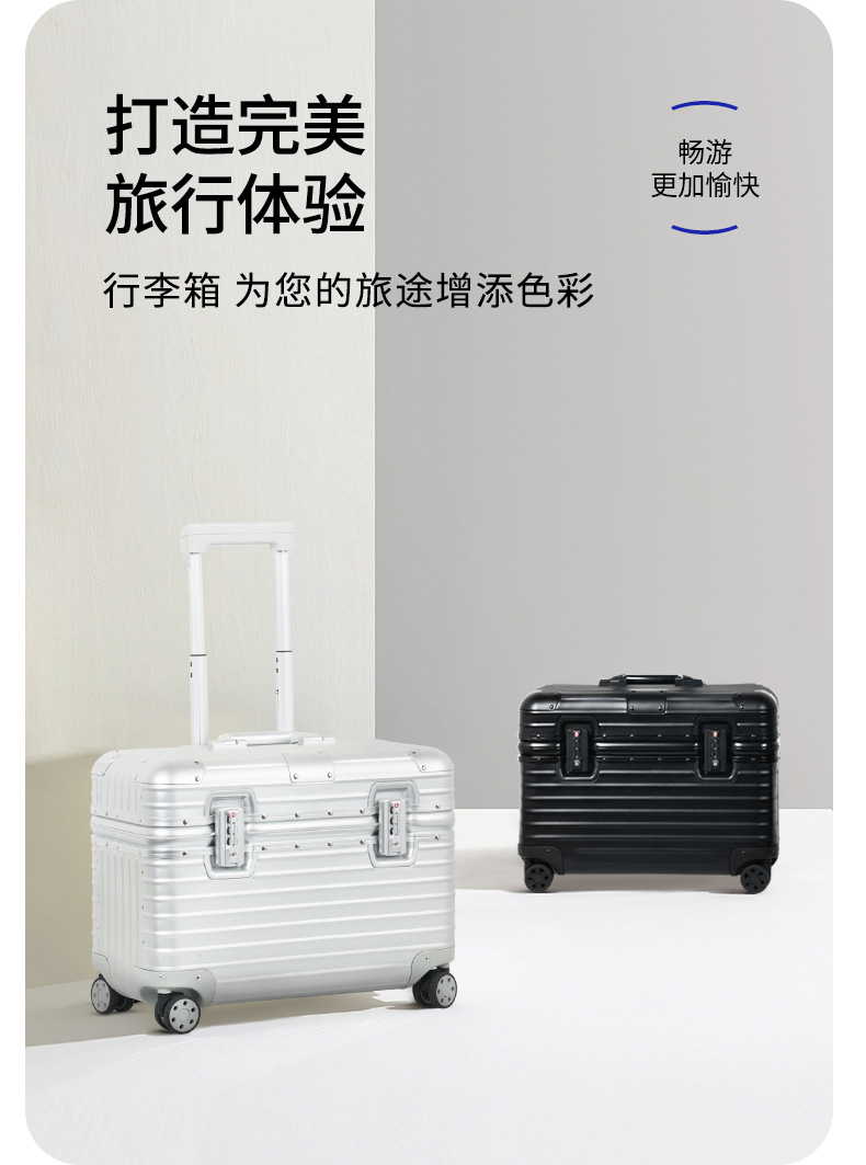 Vollständig Aluminium-Magnesium-Legierung Flip-Top Trolley-Koffer Laptop-Tasche Fotografie-Koffer für kleine Unternehmen Pilotentasche 18 Zoll