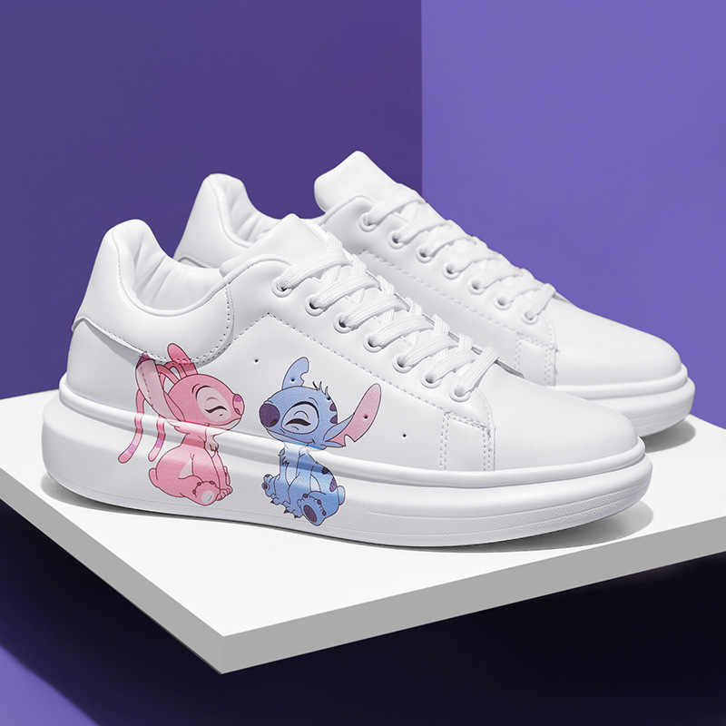 2021 Summer Low-Top Couple Sticky Rubber Textile Category Daily White Striped Platform Round Toe Sneakers