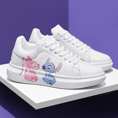 2021 Summer Low-Top Couple Sticky Rubber Textile Category Daily White Striped Platform Round Toe Sneakers