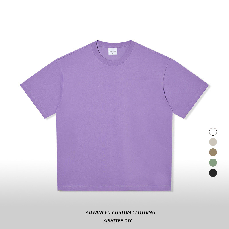 Camiseta blanca de manga corta de algodón puro para hombre, talla europea y americana extragrande de 280 g, personalizada, moderna y fresca para el verano. image 27