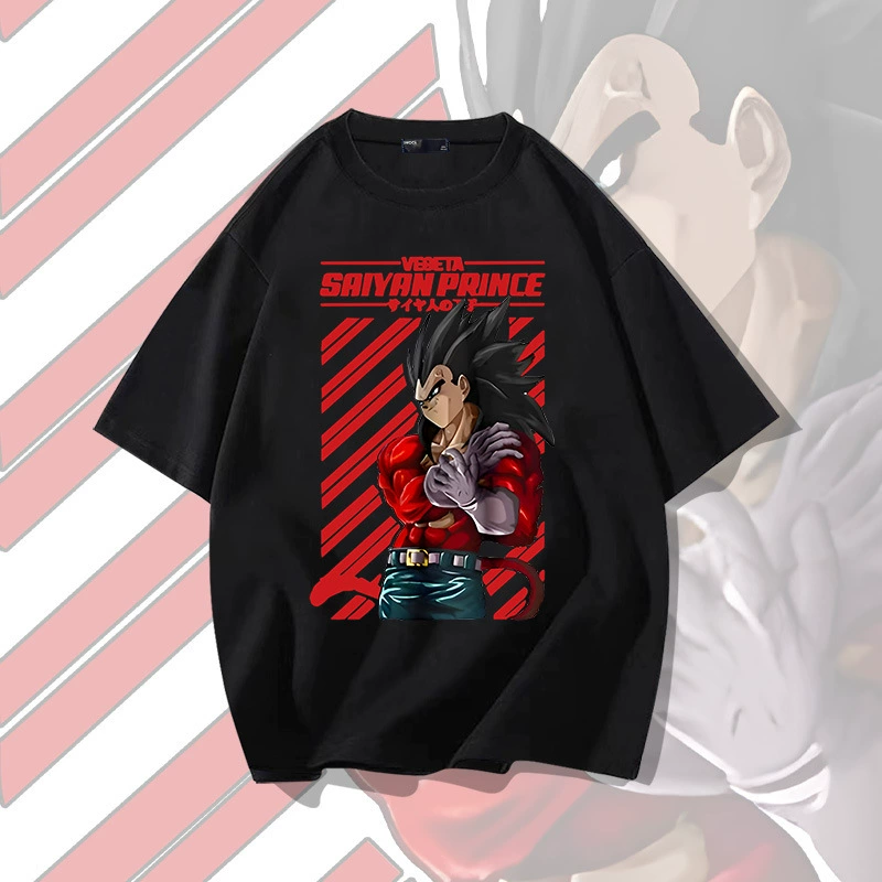 Хлопковая футболка с коротким рукавом принт Dragon Ball унисекс летняя свободный крой спущенное плечо