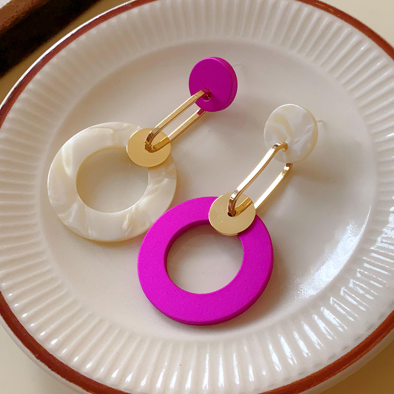 Silver Needle European And American Exaggerated Large Circle Earrings With Unique Design Asymmetric Earrings Light Luxury Niche High End Earrings_voghion.com