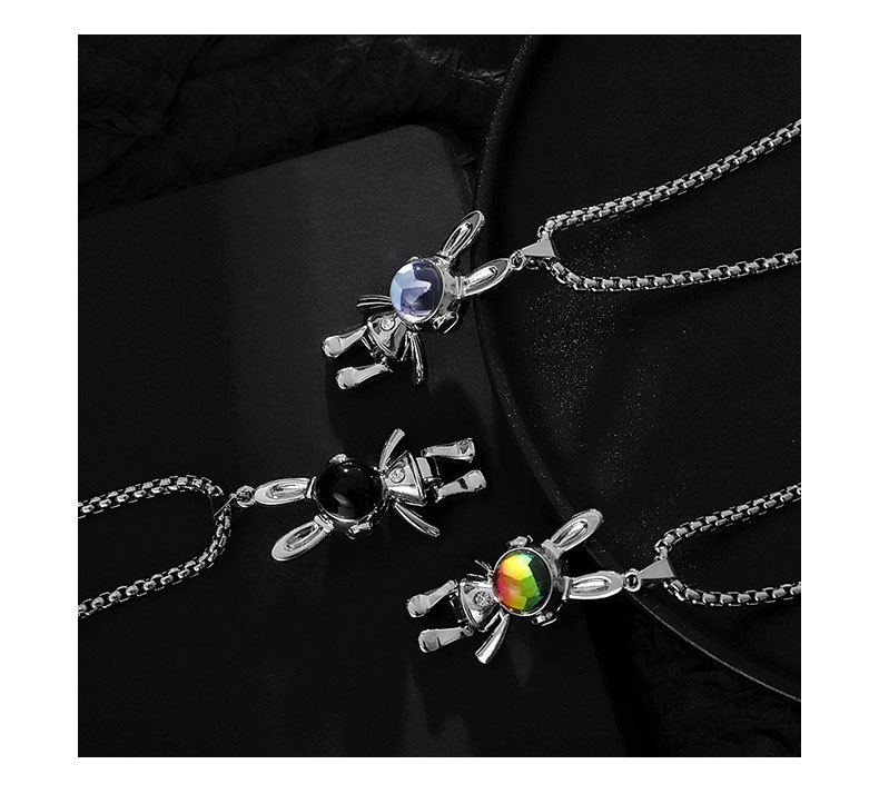 Hip-Hop Geometric Titanium Steel Natural Stone Necklace 1 Piece