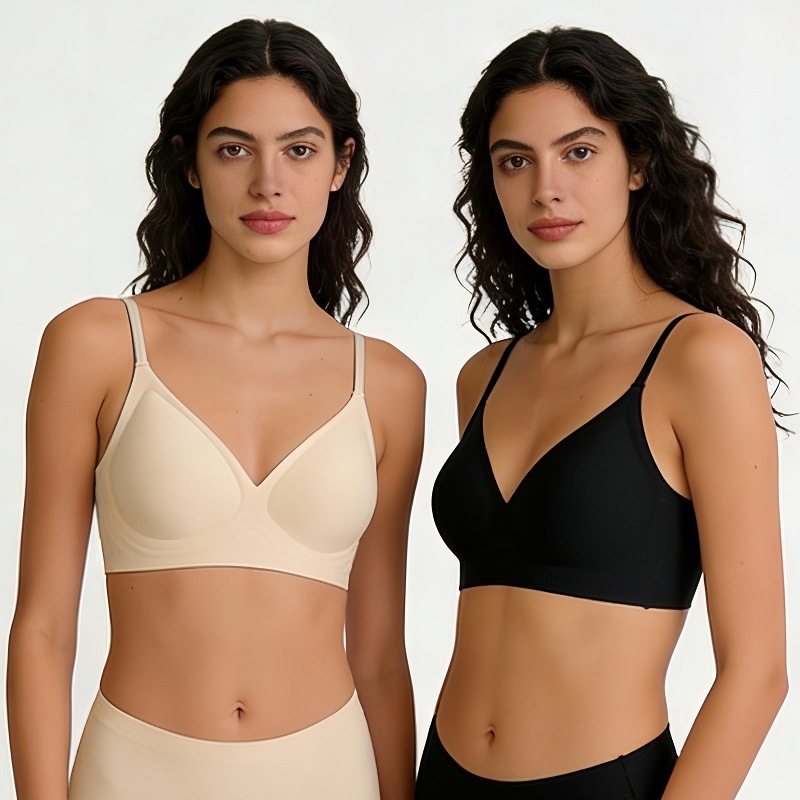 Wire-Free Seamless Bra Women's Sexy Lingerie Exposed Cross Back Design Jelly Soft Support Underwear Sleepwear_voghion.com