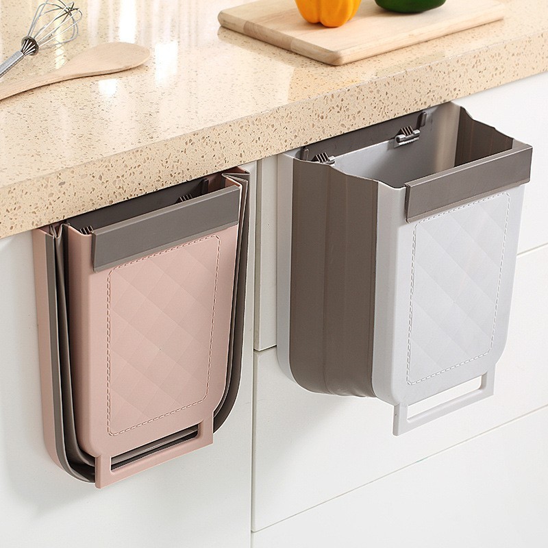Cross-Border Kitchen Trash Can, Wall-Mounted, Foldable, Household Kitchen Waste Bin, Cabinet Door Trash Can, Car-Mounted Toilet Paper Basket, Wholesale