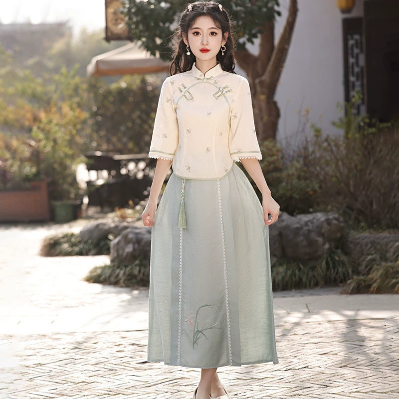 Чонсам, комплект, Hanfu для учащихся начальной школы, платье, китайский стиль