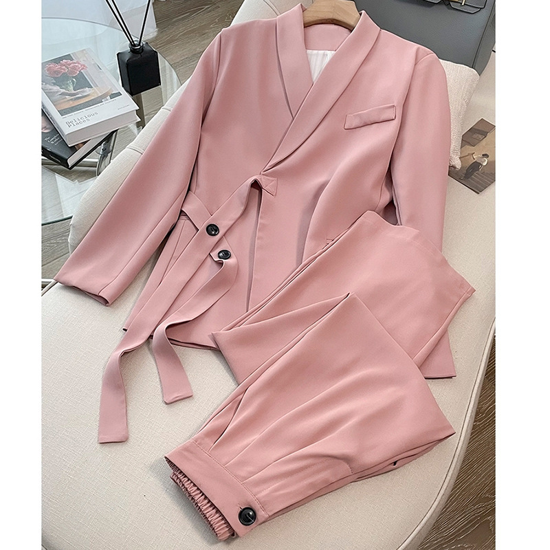 Korean-Style Design Lace-Up Trendy Blazer Suit Two-Piece Set for Women 2024 Spring and Autumn New Versatile High-End Suit Korean-Style Design Lace-Up Trendy Blazer Suit Two-Piece Set for Women 2024 Spring and Autumn New Versatile High-End Suit