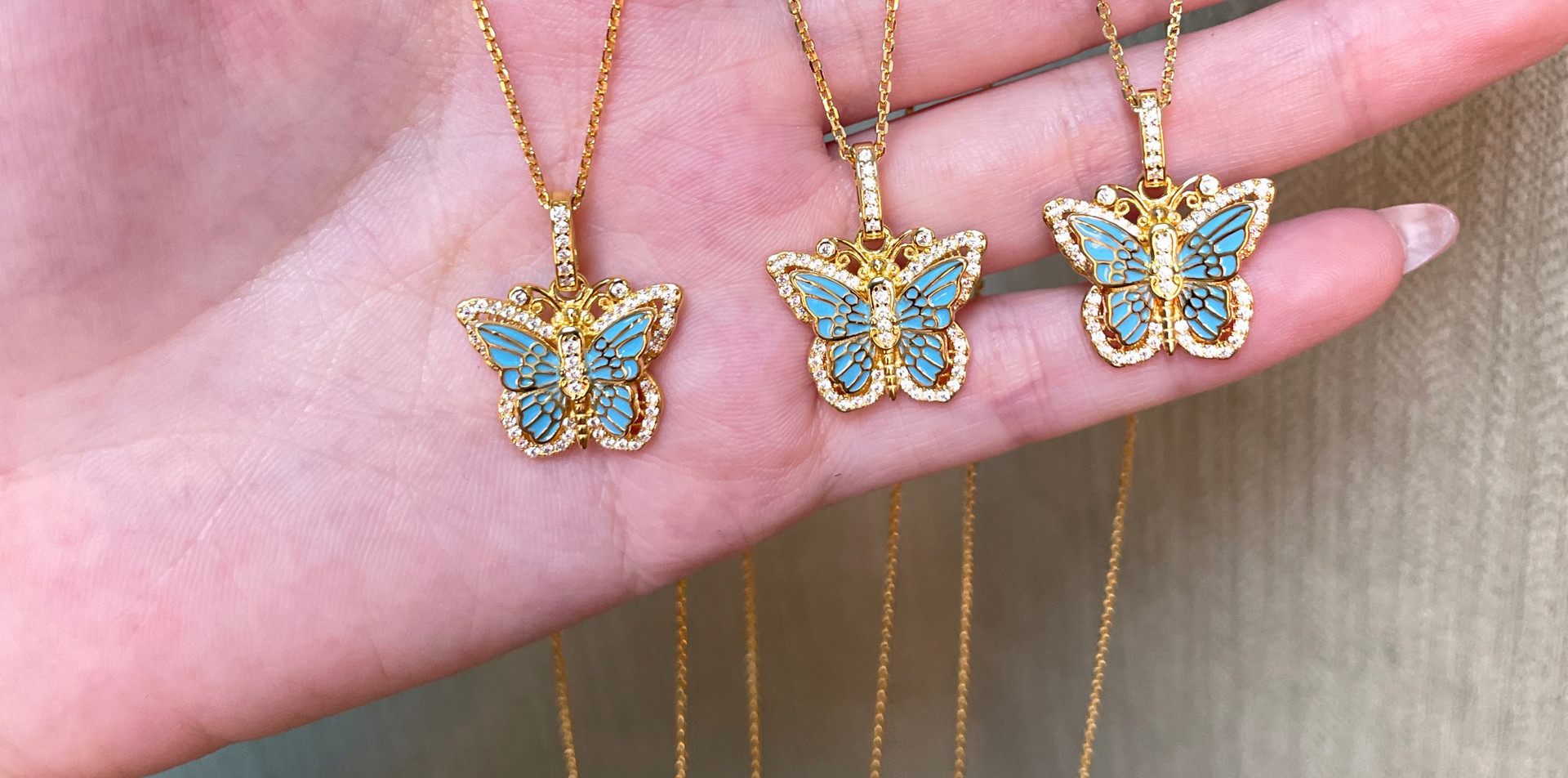 Ciondolo a forma di farfalla in argento sterling S oro antico, smalto viola blu, fatto a mano, seta intarsiata con diamanti, catena per clavicola_voghion.com