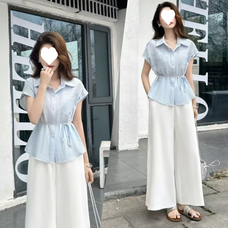 夏季新款韩版时尚气质显瘦短袖衬衫小个子新款翻领短袖衬衫|undefined