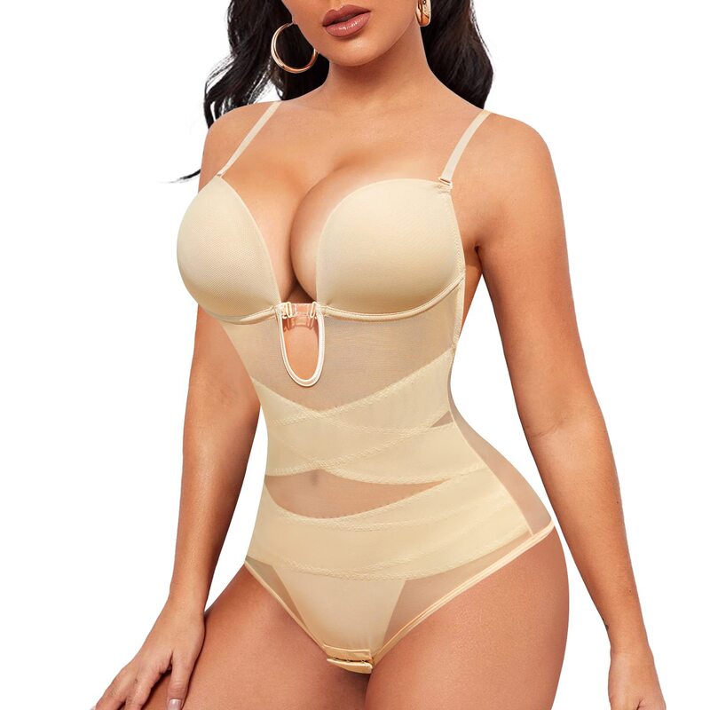 Cross-border European and American Hot-selling Women's One-piece Tunic U-shaped Sling Slim-fit Base Opening Waist Tunic