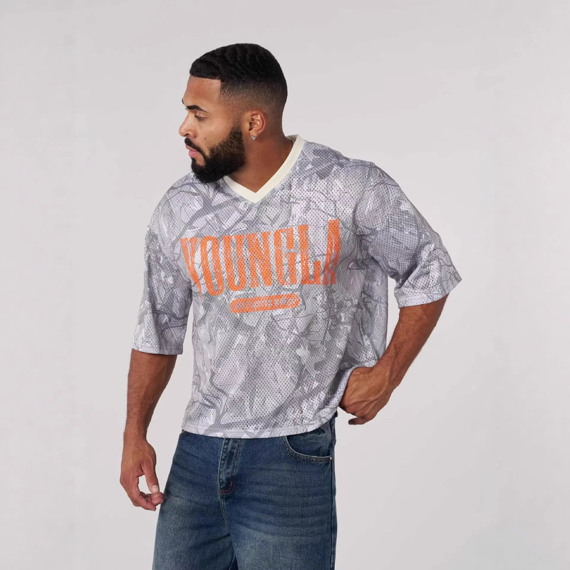 Youngla American-Style Summer New Men's Tight-Fitting T-Shirt Jogger Sports Fitness Running Training Quick-Drying Short-Sleeved Shirt