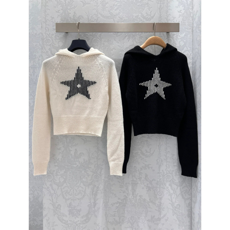 25 Autumn/Winter Ski Series Pentagram Letter Embossed Hooded Knit Sweater for Women Fair Isle Sweater 25 Autumn/Winter Ski Series Pentagram Letter Embossed Hooded Knit Sweater for Women Fair Isle Sweater