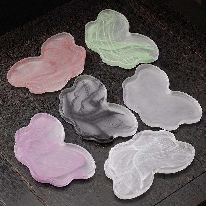 玻璃水晶琉璃壶承中式干泡盘茶托盘隔热垫茶台家用干泡水墨茶盘