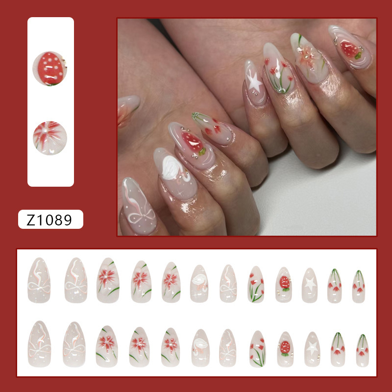 Patrón de perlas blancas de diamantes hechos a mano Uña al por mayor| Glue manicure blanqueador| Perforación de alto nivel