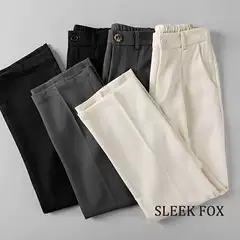 Summer Thin Small Western Pants Men's Straight Loose Japanese Style Solid Color Simple Dape Casual High-grade creamy-white Suit Pants