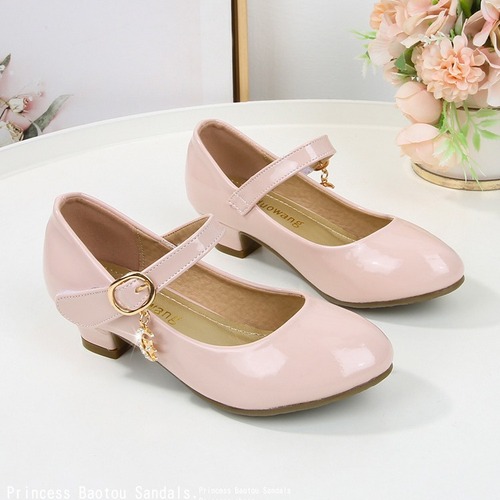 Children's leather high-heeled princess shoes, spring and autumn Korean version, for girls, crystal performance children's single shoes