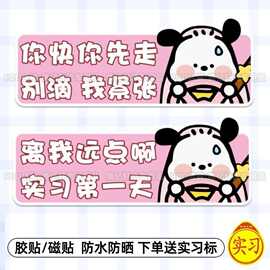帕恰狗实习车贴汽车磁吸贴纸女司机新手上路车贴磁性警示保持车距