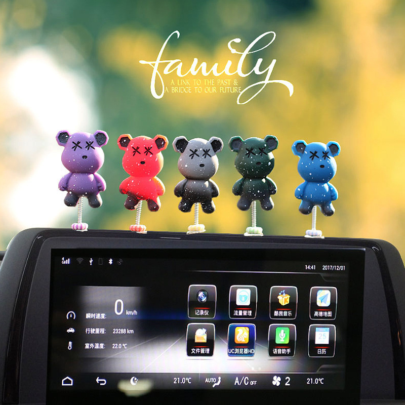 Lindo oso violento decoración de coche muñeca de oso de cielo estrellado consola central de coche productos de decoración interior plástico femenino