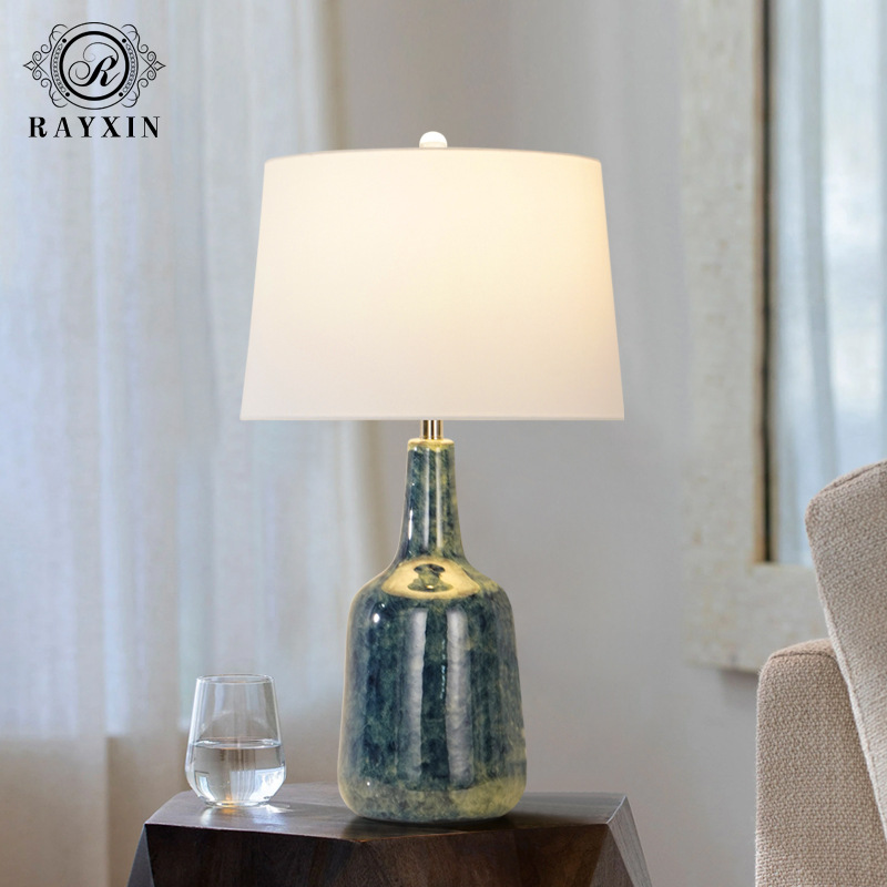 American Retro Creative Jingdezhen Kiln-Turned Ceramic Table Lamp High-End Villa Living Room Lobby Decorative Lamp Cross-Border Foreign Trade