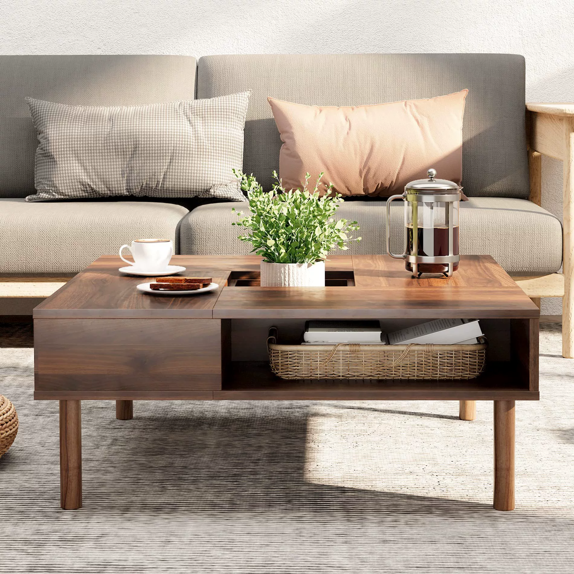 Новый журнальный столик из массива дерева, изготовленный на заказ для гостиной, новый современный простой журнальный столик, комбинированный столик со скрытым местом для хранения