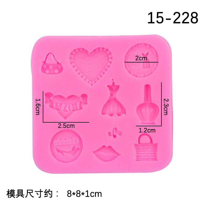 Maquillaje serie polvo pastel sombra de ojos perfume bolsa cosmética modelado silicona fondant pastel hornear decoración molde