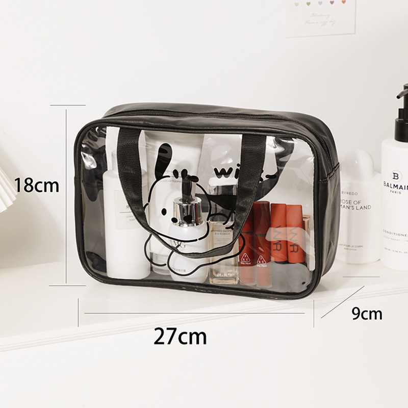2024 nuevo bolso de cosméticos transparente de dibujos animados para mujer bolso de almacenamiento de artículos de tocador para estudiantes de gran capacidad bolso de alto valor
