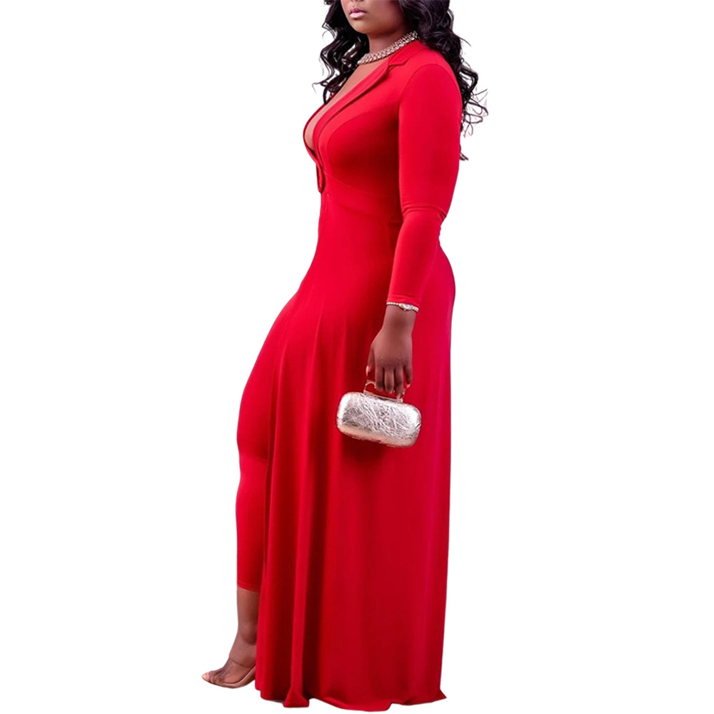 V-Neck Solid Color Slim Plus Size Jumpsuit NSCYF80208