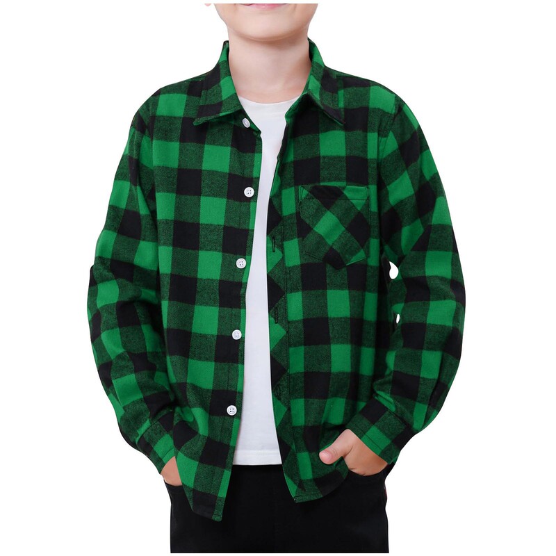 2025 Spring Children's Versatile Plaid Long Sleeve Bow Tie Single-Breasted Cardigan Multi-Color Lapel Fashion Children's Shirt