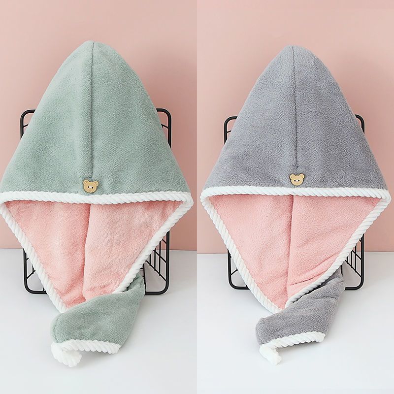 Sombrero de cabello seco para mujeres, sombrero de doble espesor sin soplado, toalla de cabello, toalla de secado rápido, sombrero de baño