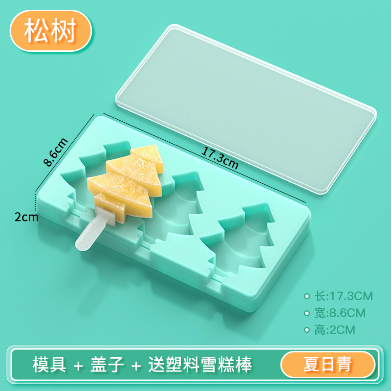 2-color helado molde de silicona muñeco de nieve de pino helado molde DIY hecho a mano molde de helado casero al por mayor