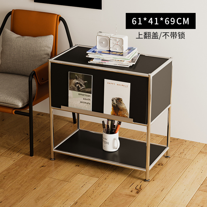 中古ベッドサイドテーブルホテル寝室USMキャビネットステンレス鋼サイドキャビネットソファ収納シンプルモジュール一体型チェスト|undefined