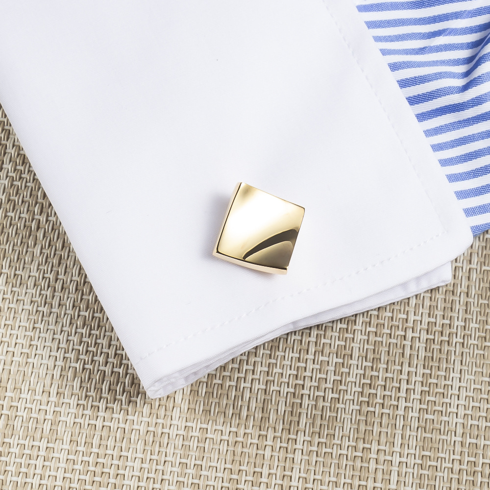 Boutique Diamant Silver Släta Släta Metall Koppar Manschettknappar För Affärsmän Franska Skjortmanschettknappar_voghion.com