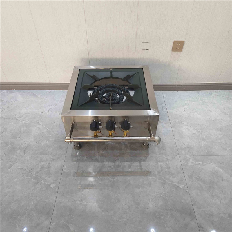 Comercial de estilo coreano de bajo contenido de aluminio de acero inoxidable de doble ojo de ahorro de energía de gas horno de pies bajos horno de sopa de suspensión horno de niños bajos