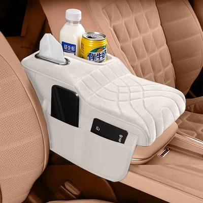 Haval H6 Menglong F7 Chitu Armrest box - colorful-cup-velvet-style-moonlight-white-storage-bag-tissue-box