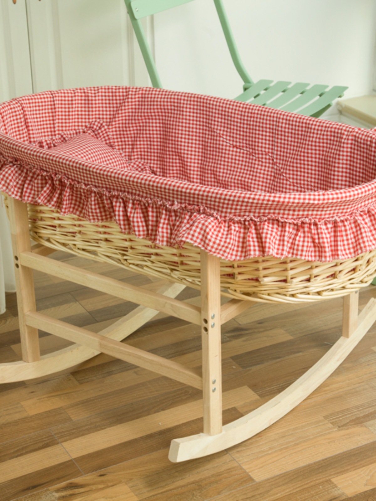 Rattan Newborn Rocking Basket Hanging Basket Car Portable Baby Bed Coaxing Baby Solid Wood Cradle Bed Removable Crib