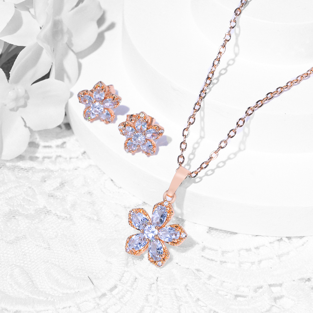 Nuevas opciones transfronterizas de diseño de moda de cobre de zinc pendientes de piedra collar conjunto de joyas pendientes de joyas de mujer