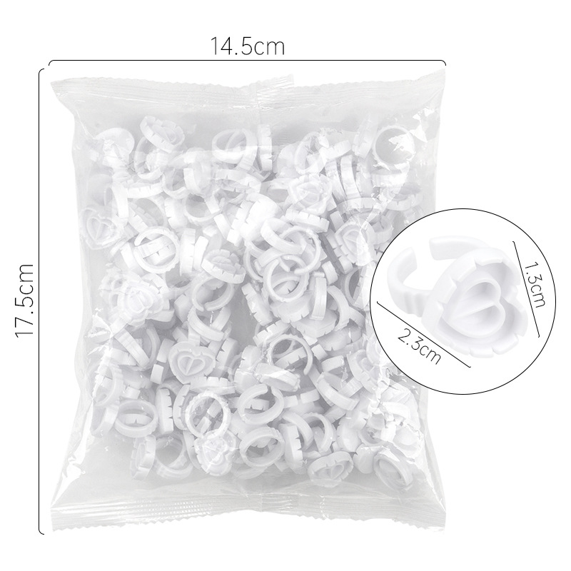 Wholesale tattoo beauty eyelash one ring flowering Cup round heart-shaped glue drop ring flowering color Cup 100/bag