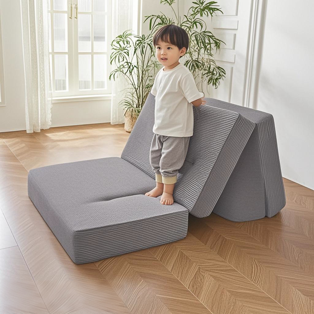 三折叠海绵垫灯芯绒防潮铺地板床上垫子可定制颜色尺寸折叠垫