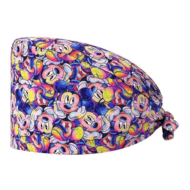 Venta caliente de Europa y América Mickey casquillo de la enfermera médico tapa de impresión de algodón puro sombrero de trabajo de exportación de comercio exterior en la acción al por mayor
