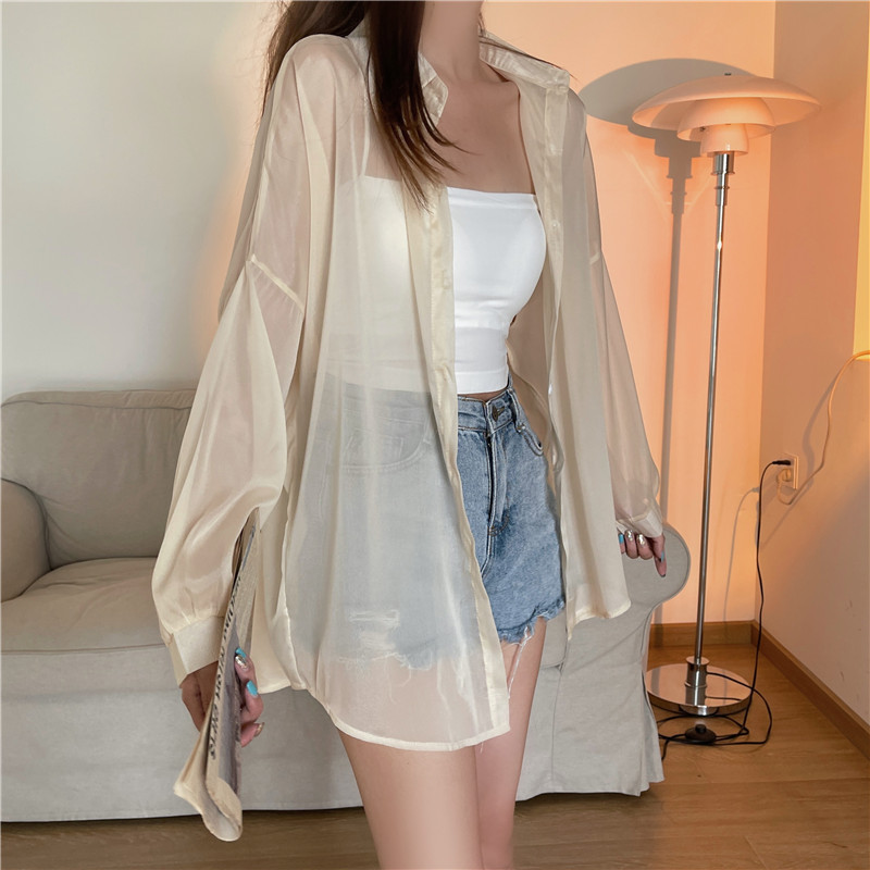 112g Weight Long Sleeve Sleeve Length Single Breasted Placket Type Shirtsleeve Sleeve Type Polyester, Chiffon Fabric Type Regular Top Length Cardigan Tops Type Holiday Occasion Shirt Collar Neckline Loose Fit Type Solid Color Pattern Summer, Spring Season Women's Gender Casual Style Wholesale Women's Casual Solid Color Long Sleeve Blouses 83