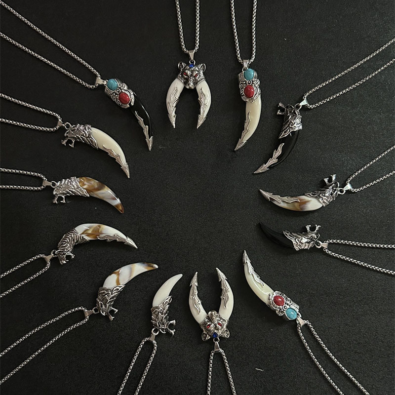 European and American Unique Spike Pendant Men's Necklace Pendant Hip-hop Student Hanging Long Woolen Chain Vintage Accessories