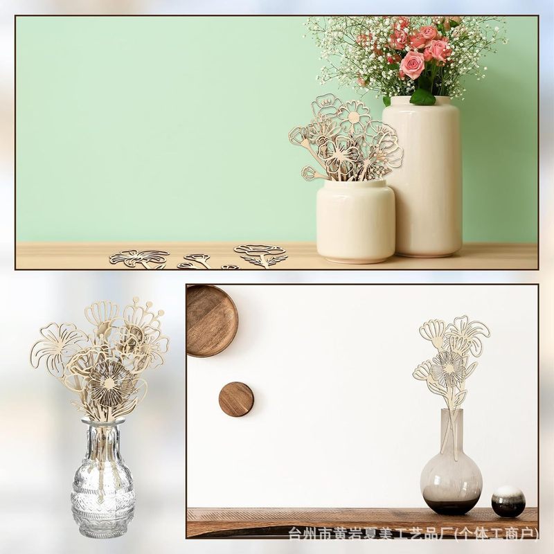 temu ホット販売木製 diy 木片花装飾母の日手作りパーソナライズされた工芸品ギフト花の形の装飾品|undefined
