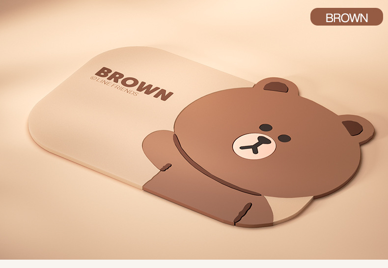 Brown Bear Car Anti-Slip Mat Cartoon Mat Car Interior Decoration Creative Dashboard Phone Holder Waterproof