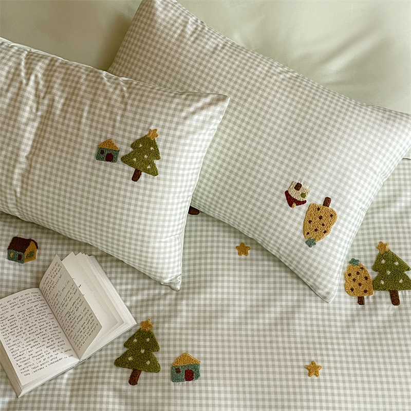 Parure de lit brodée en coton pour chambre d'enfant_voghion.com