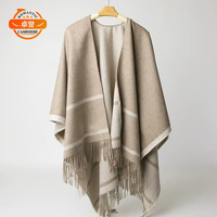 秋冬新款羊毛英伦大披肩斗篷上衣双面可穿两用提花披风源头工厂发