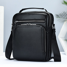真皮高档男士斜挎包大容量竖款通勤外贸男包头层牛皮简约单肩包潮