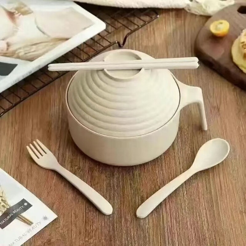 Straw noodle bowl, cheap student dormitory noodle bowl with lid, wheat bowl, two-piece set with chopsticks, turkey noodle bowl Straw noodle bowl, cheap student dormitory noodle bowl with lid, wheat bowl, two-piece set with chopsticks, turkey noodle bowl