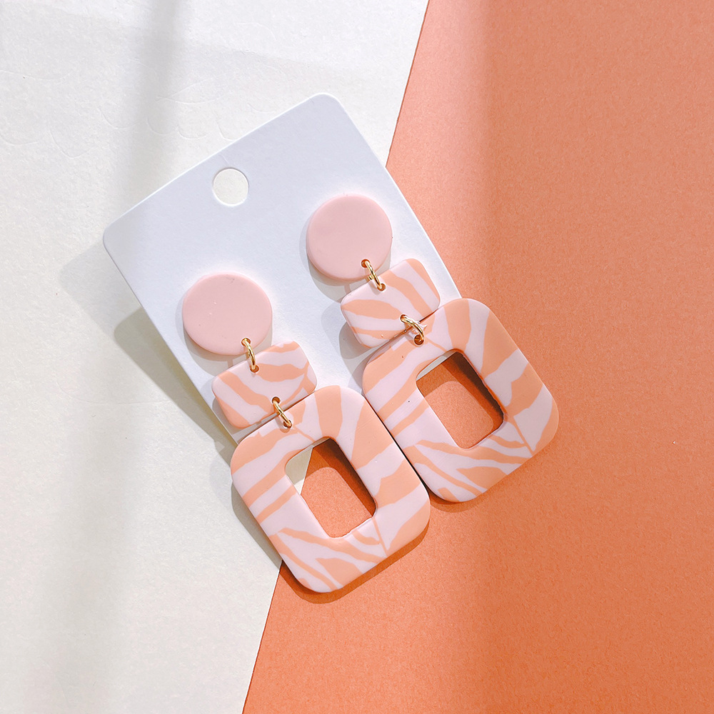 Color Block Pattern 1 Pair Retro Color Block Soft Clay Women's Earrings